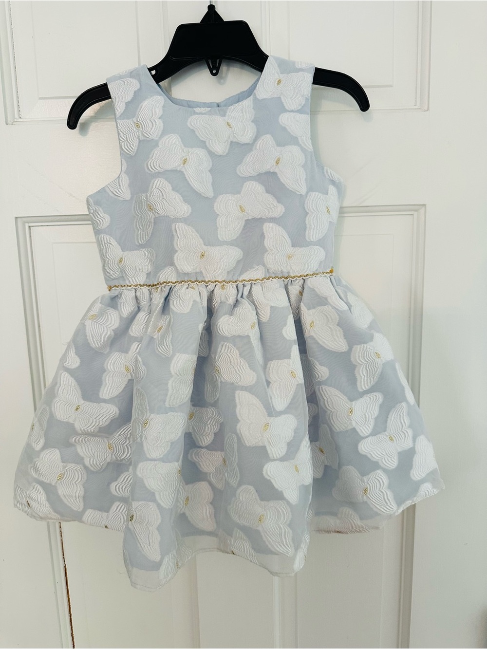 Mia & Mimi Light Blue, White & Gold Butterfly Sleeveless Party Dress Sz 2T